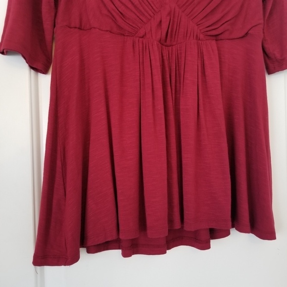 Anthropologie Deletta Empire Waist V Neck Red Short Sleeve Blouse Top Size Small - Picture 6 of 8